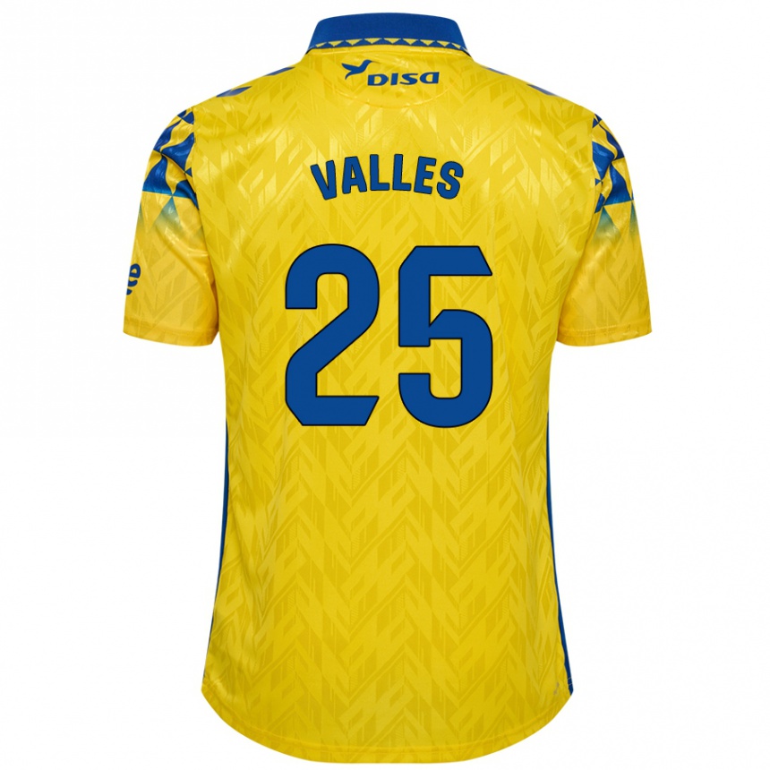 Kids Football Álvaro Valles #25 Yellow Blue Home Jersey 2024/25 T-Shirt