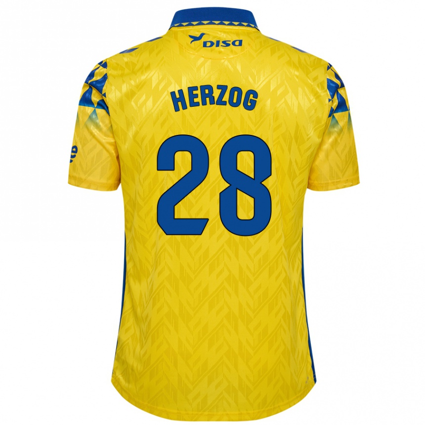 Kids Football Juanma Herzog #28 Yellow Blue Home Jersey 2024/25 T-Shirt