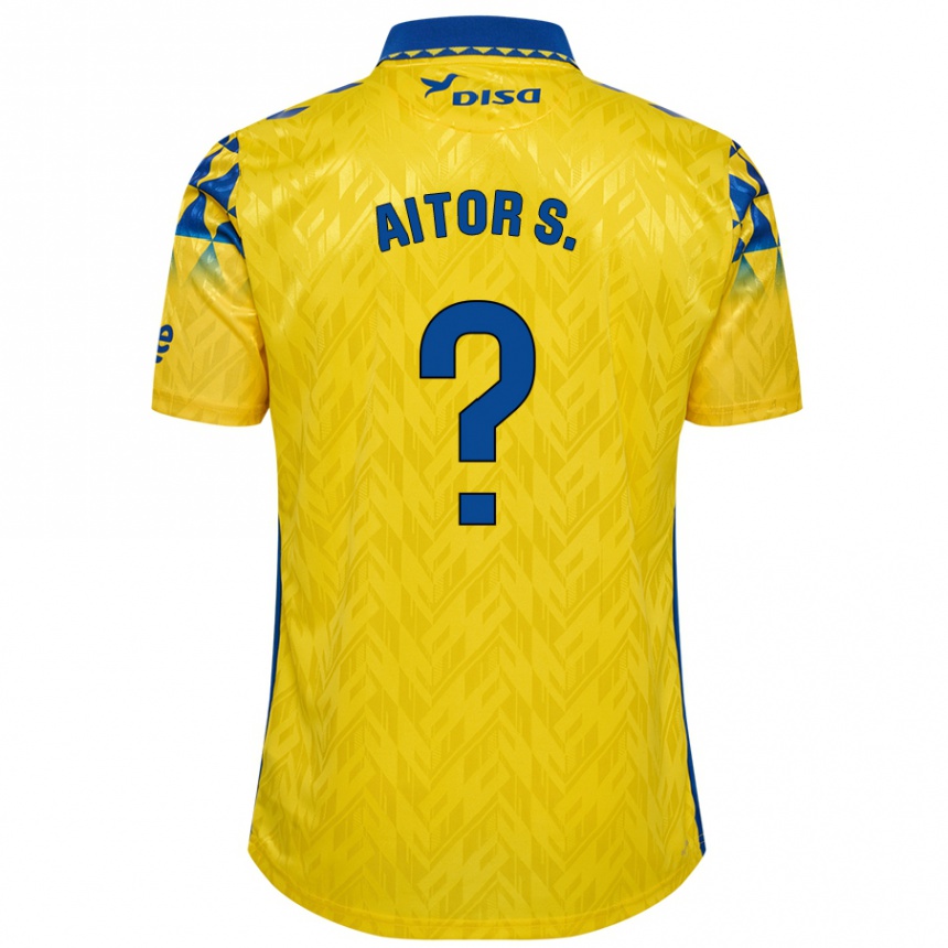 Kids Football Aitor Sánchez #0 Yellow Blue Home Jersey 2024/25 T-Shirt