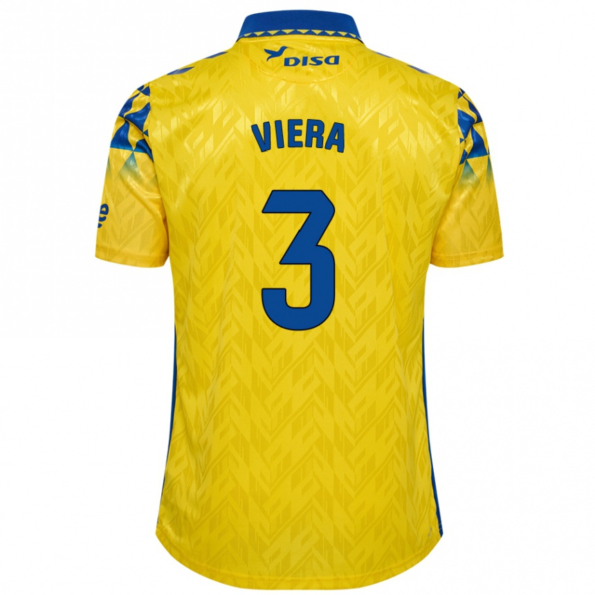 Kids Football Óliver Viera #3 Yellow Blue Home Jersey 2024/25 T-Shirt