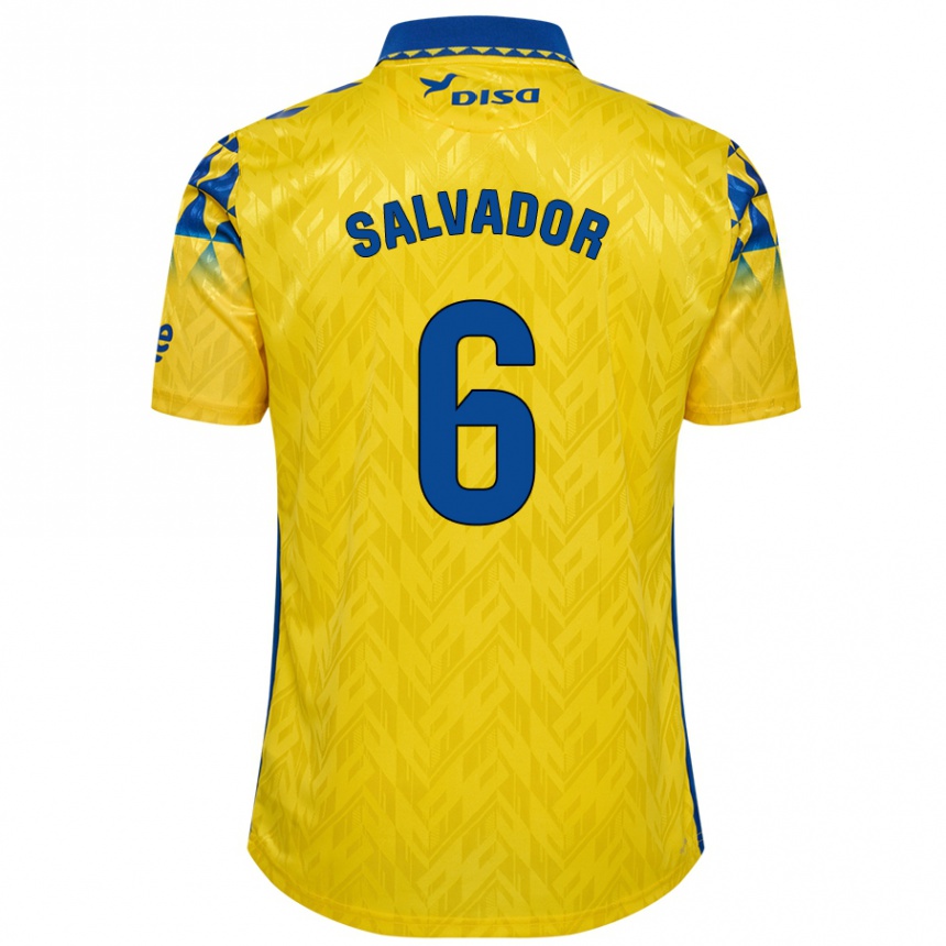 Kids Football Pol Salvador #6 Yellow Blue Home Jersey 2024/25 T-Shirt