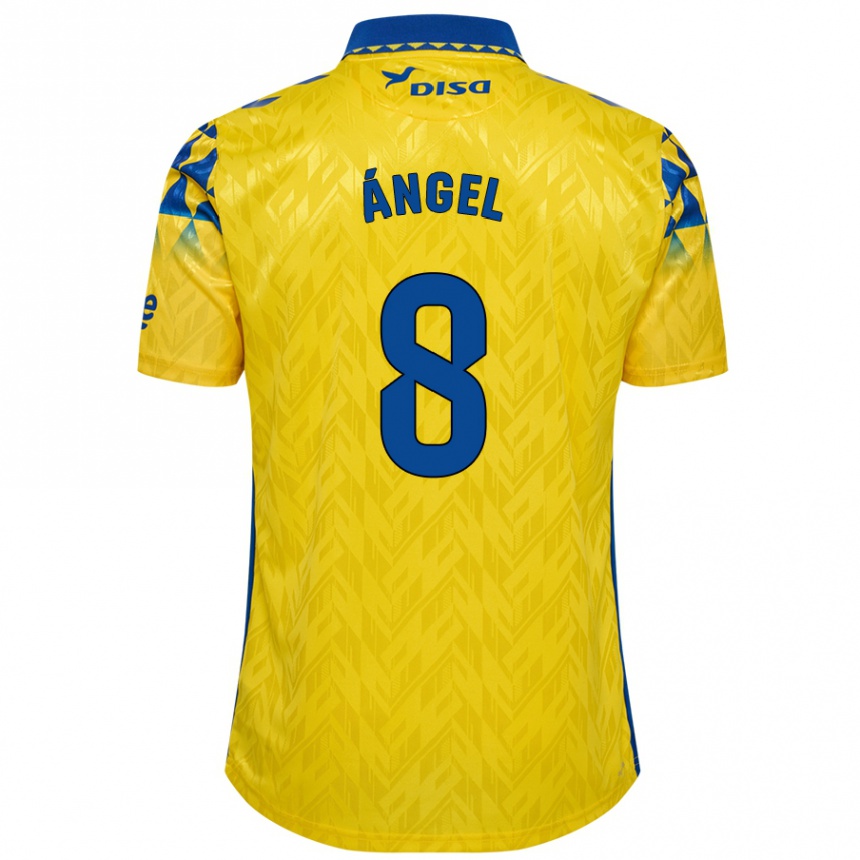 Kids Football José Ángel #8 Yellow Blue Home Jersey 2024/25 T-Shirt