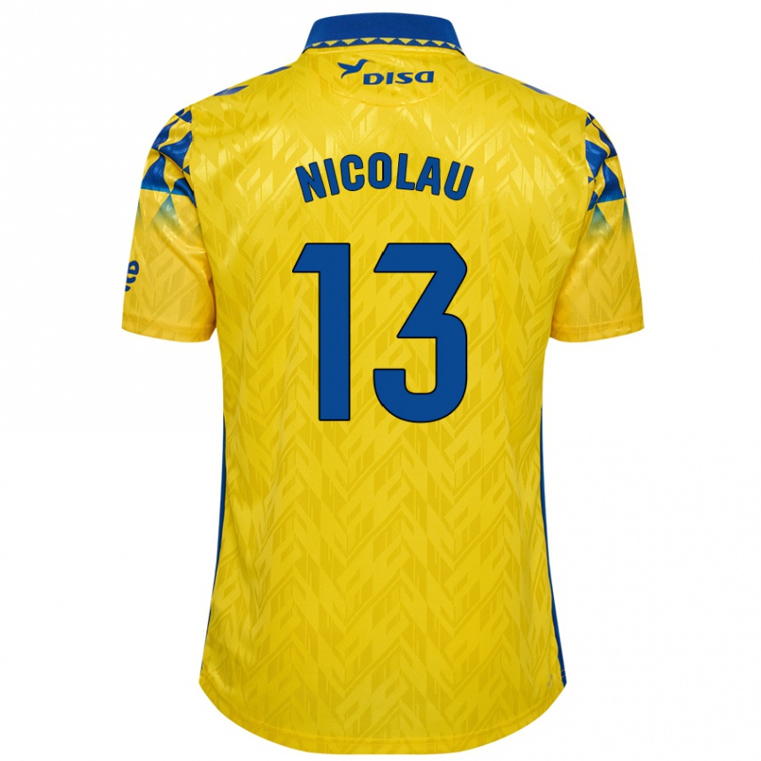 Kids Football Nacho Nicolau #13 Yellow Blue Home Jersey 2024/25 T-Shirt