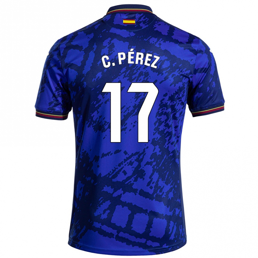 Kids Football Carles Perez #17 Darker Blue Home Jersey 2024/25 T-Shirt