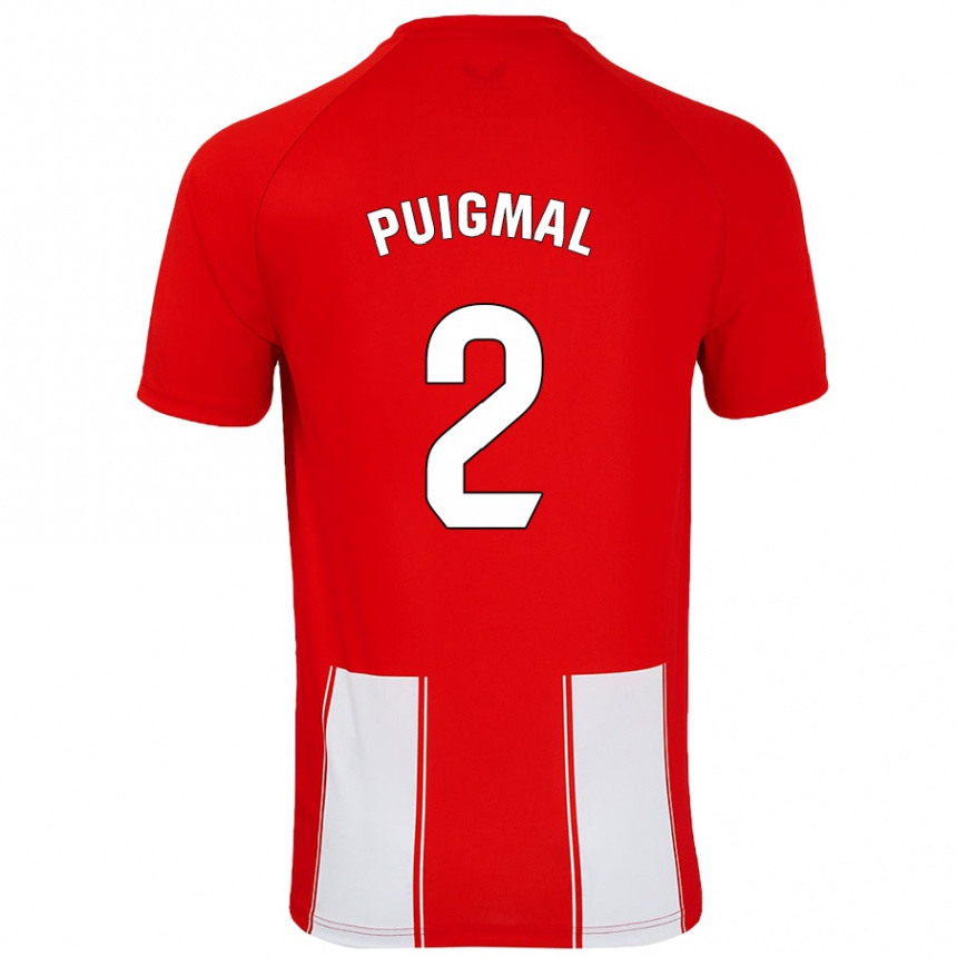 Kids Football Arnau Puigmal #2 Red White Home Jersey 2024/25 T-Shirt