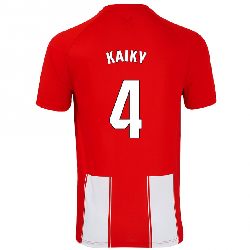 Kids Football Kaiky #4 Red White Home Jersey 2024/25 T-Shirt