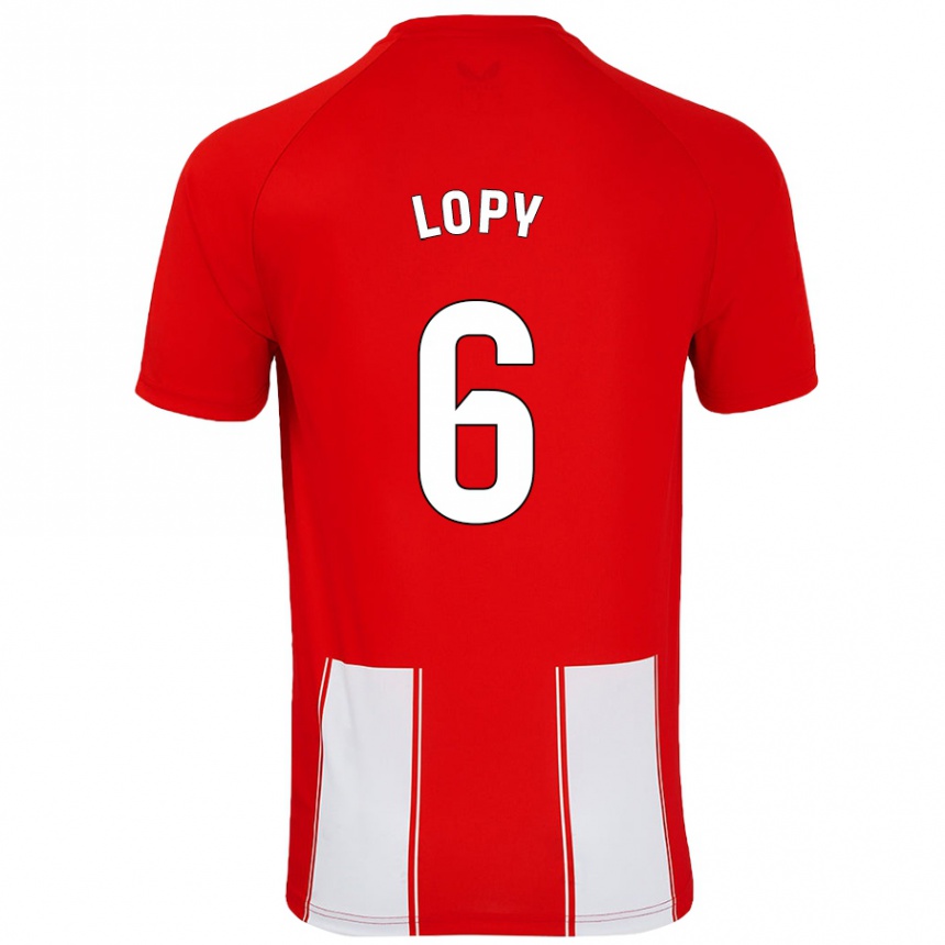 Kids Football Dion Lopy #6 Red White Home Jersey 2024/25 T-Shirt