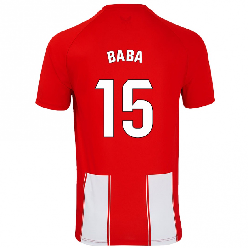 Kids Football Iddrisu Baba #15 Red White Home Jersey 2024/25 T-Shirt