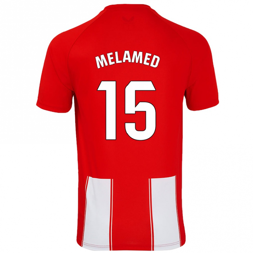 Kids Football Nico Melamed #15 Red White Home Jersey 2024/25 T-Shirt