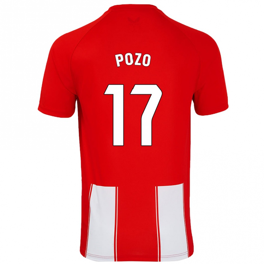 Kids Football Álex Pozo #17 Red White Home Jersey 2024/25 T-Shirt