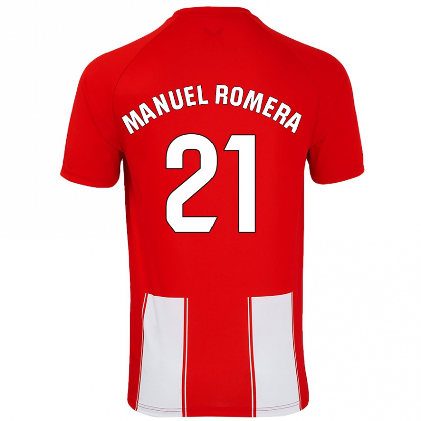 Kids Football José Manuel Romera #21 Red White Home Jersey 2024/25 T-Shirt