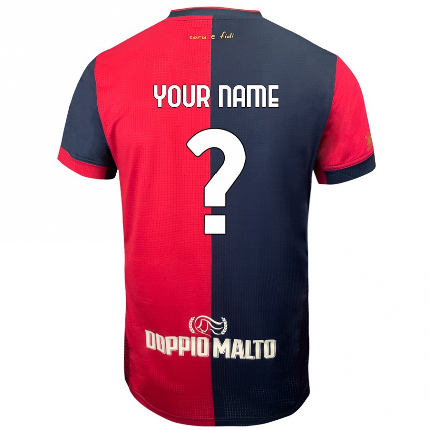 Kids Football Your Name #0 Red Darker Blue Home Jersey 2024/25 T-Shirt