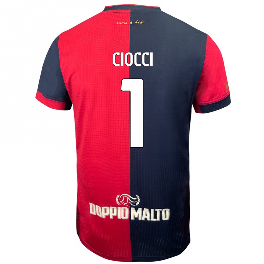 Kids Football Giuseppe Ciocci #1 Red Darker Blue Home Jersey 2024/25 T-Shirt