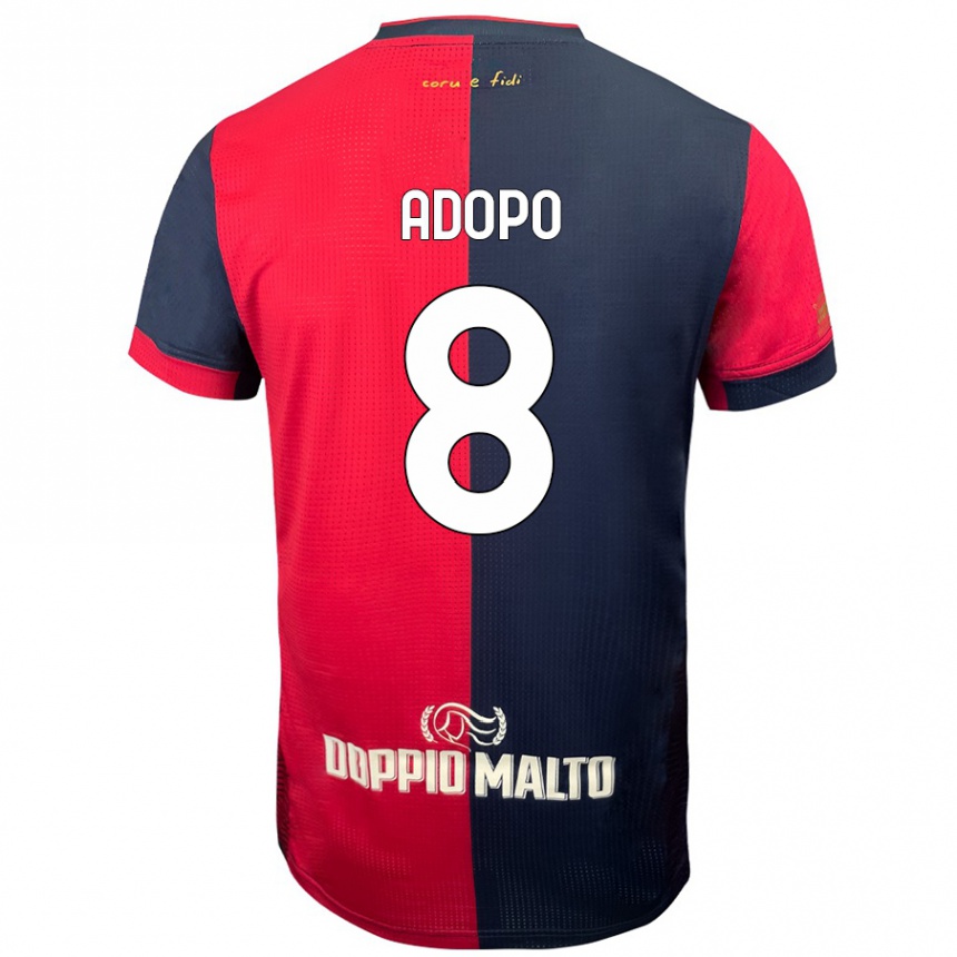 Kids Football Michel Adopo #8 Red Darker Blue Home Jersey 2024/25 T-Shirt