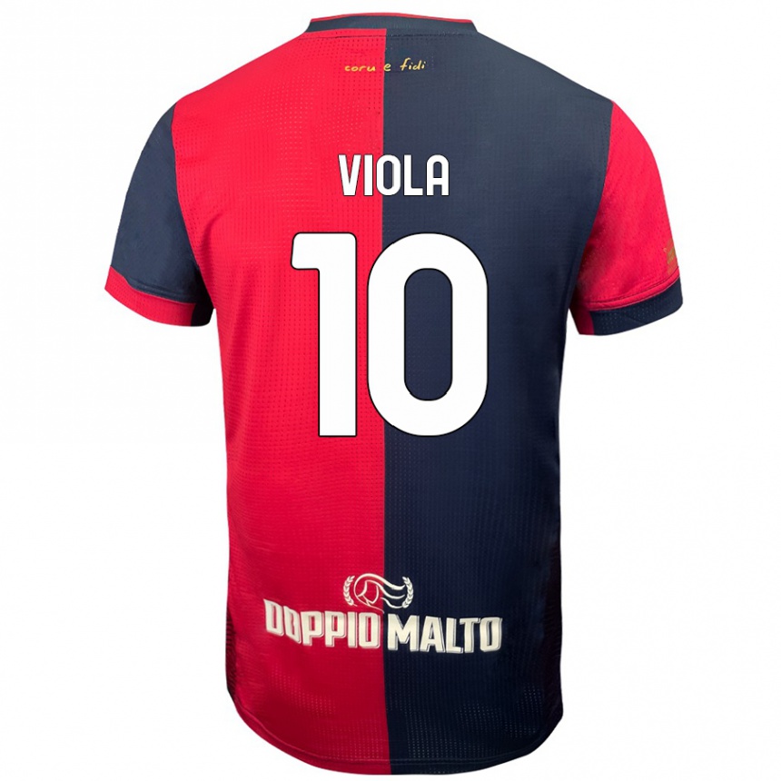 Kids Football Nicolas Viola #10 Red Darker Blue Home Jersey 2024/25 T-Shirt