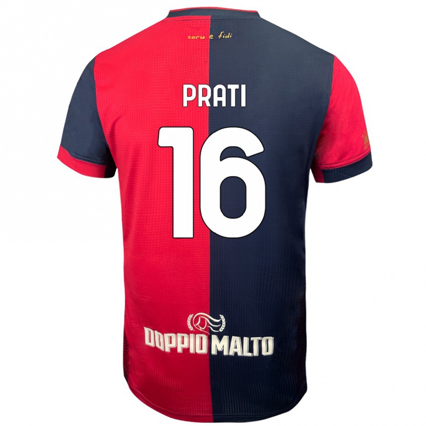 Kids Football Matteo Prati #16 Red Darker Blue Home Jersey 2024/25 T-Shirt