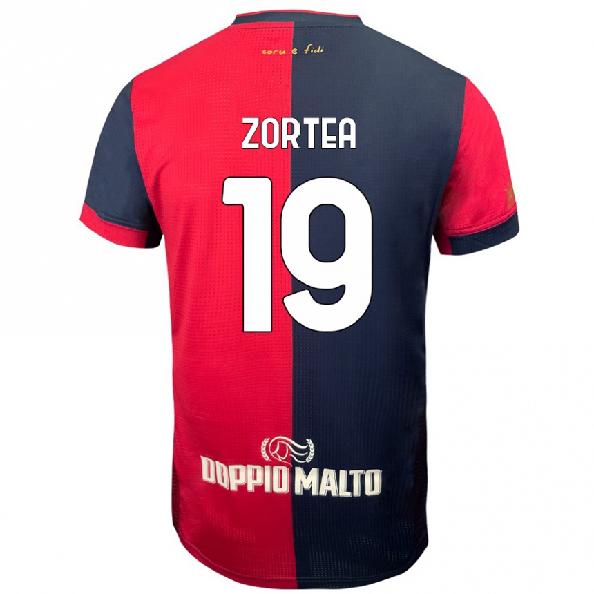 Kids Football Nadir Zortea #19 Red Darker Blue Home Jersey 2024/25 T-Shirt