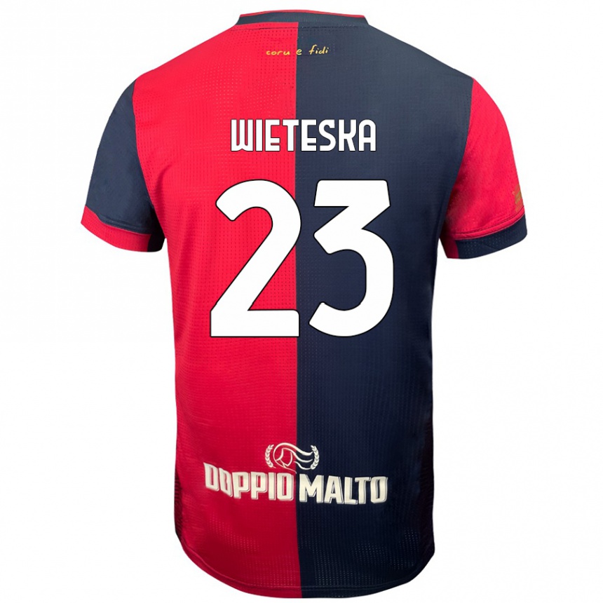 Kids Football Mateusz Wieteska #23 Red Darker Blue Home Jersey 2024/25 T-Shirt