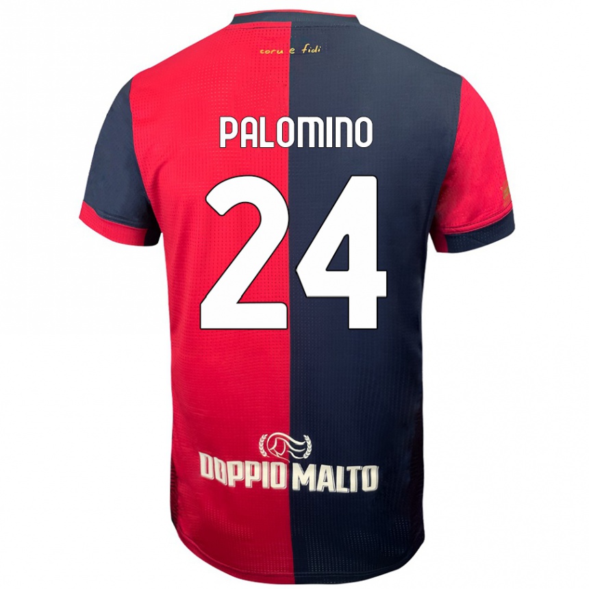 Kids Football José Luis Palomino #24 Red Darker Blue Home Jersey 2024/25 T-Shirt