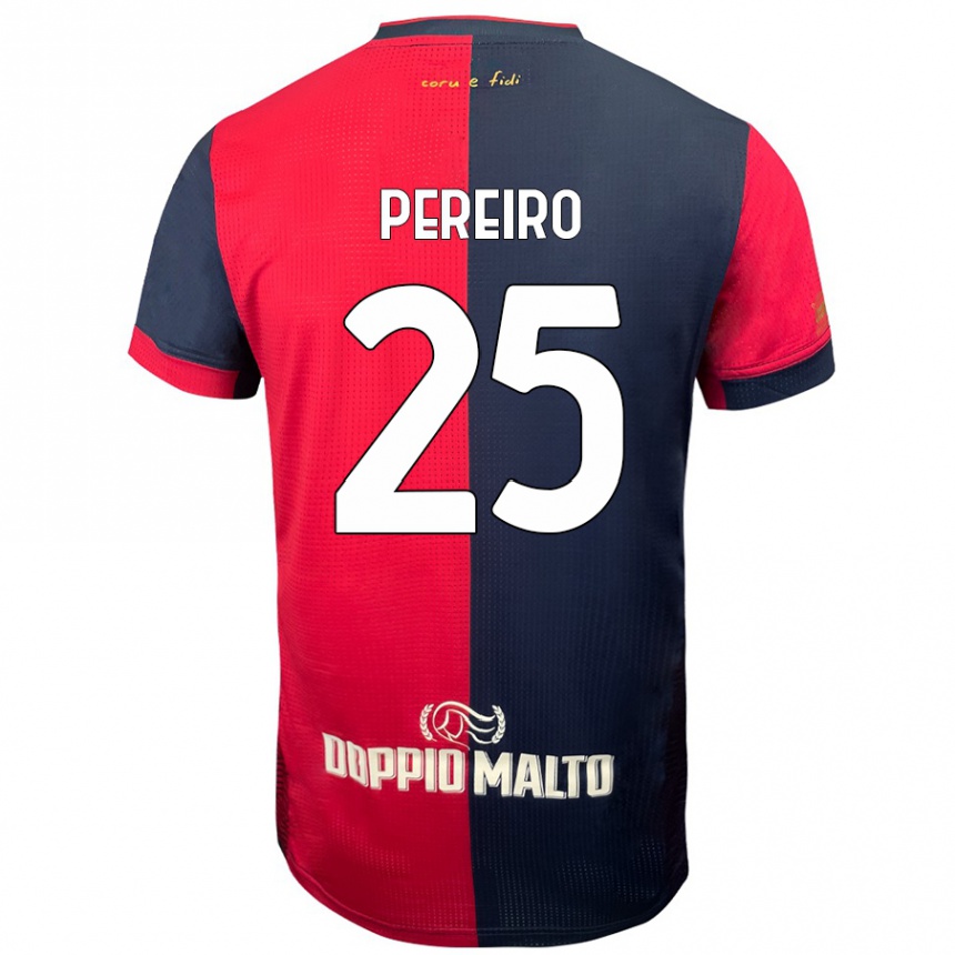 Kids Football Gastón Pereiro #25 Red Darker Blue Home Jersey 2024/25 T-Shirt