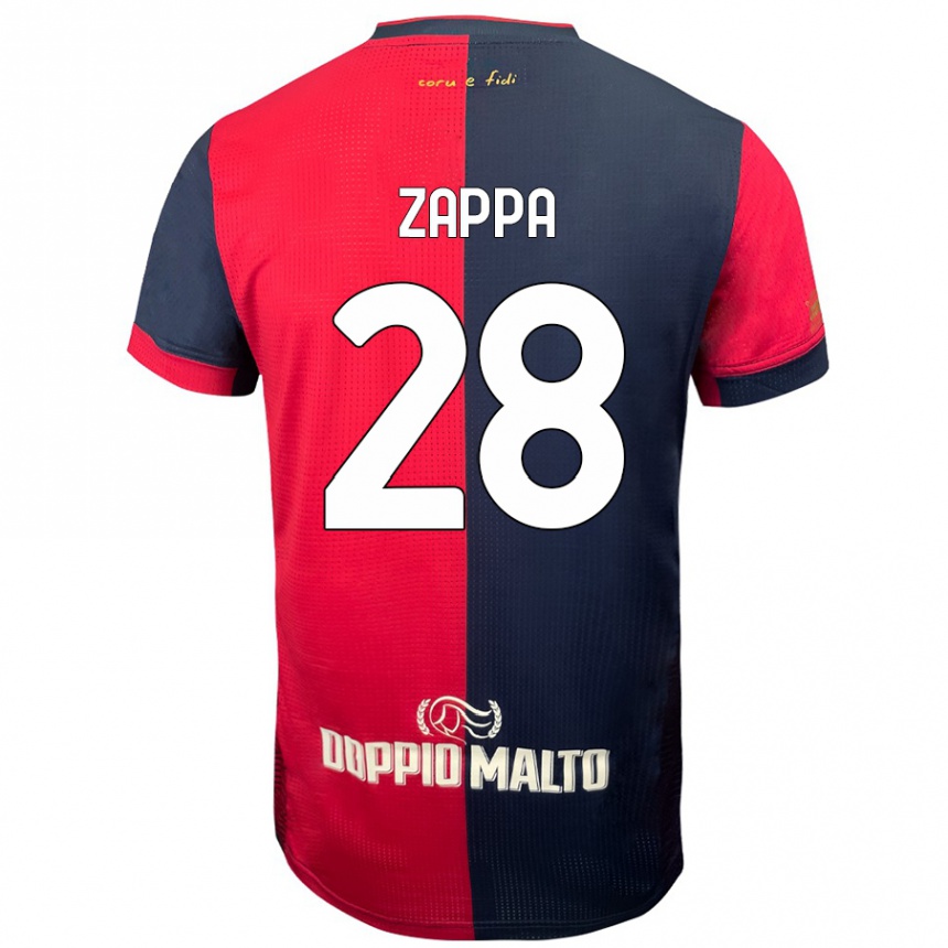 Kids Football Gabriele Zappa #28 Red Darker Blue Home Jersey 2024/25 T-Shirt