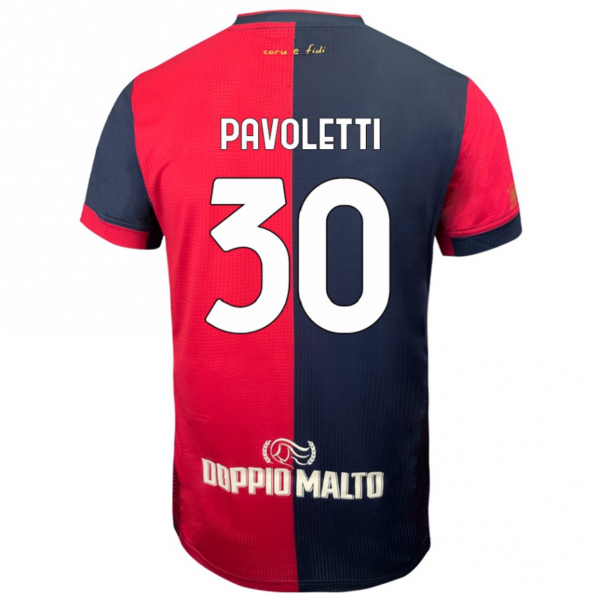 Kids Football Leonardo Pavoletti #30 Red Darker Blue Home Jersey 2024/25 T-Shirt