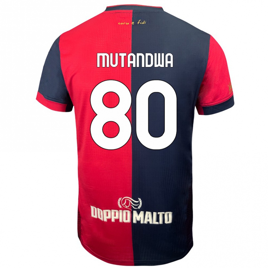 Kids Football Kingstone Mutandwa #80 Red Darker Blue Home Jersey 2024/25 T-Shirt