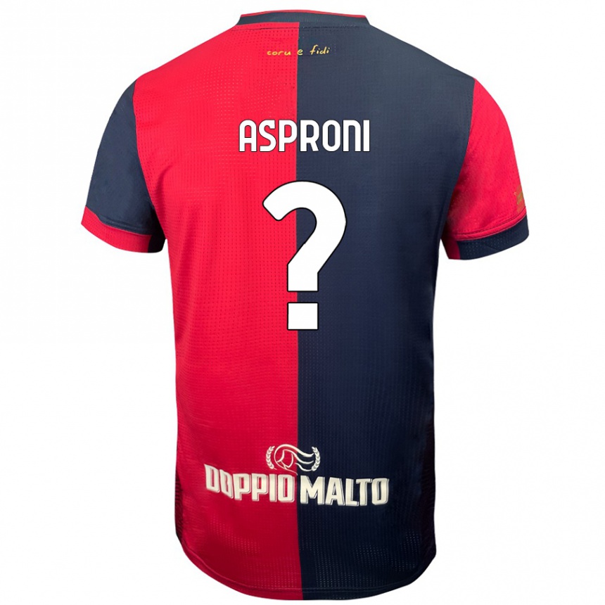 Kids Football Luca Asproni #0 Red Darker Blue Home Jersey 2024/25 T-Shirt