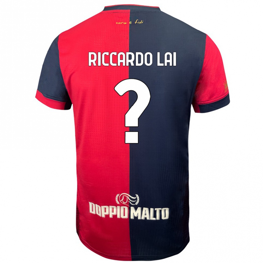 Kids Football Riccardo Lai #0 Red Darker Blue Home Jersey 2024/25 T-Shirt