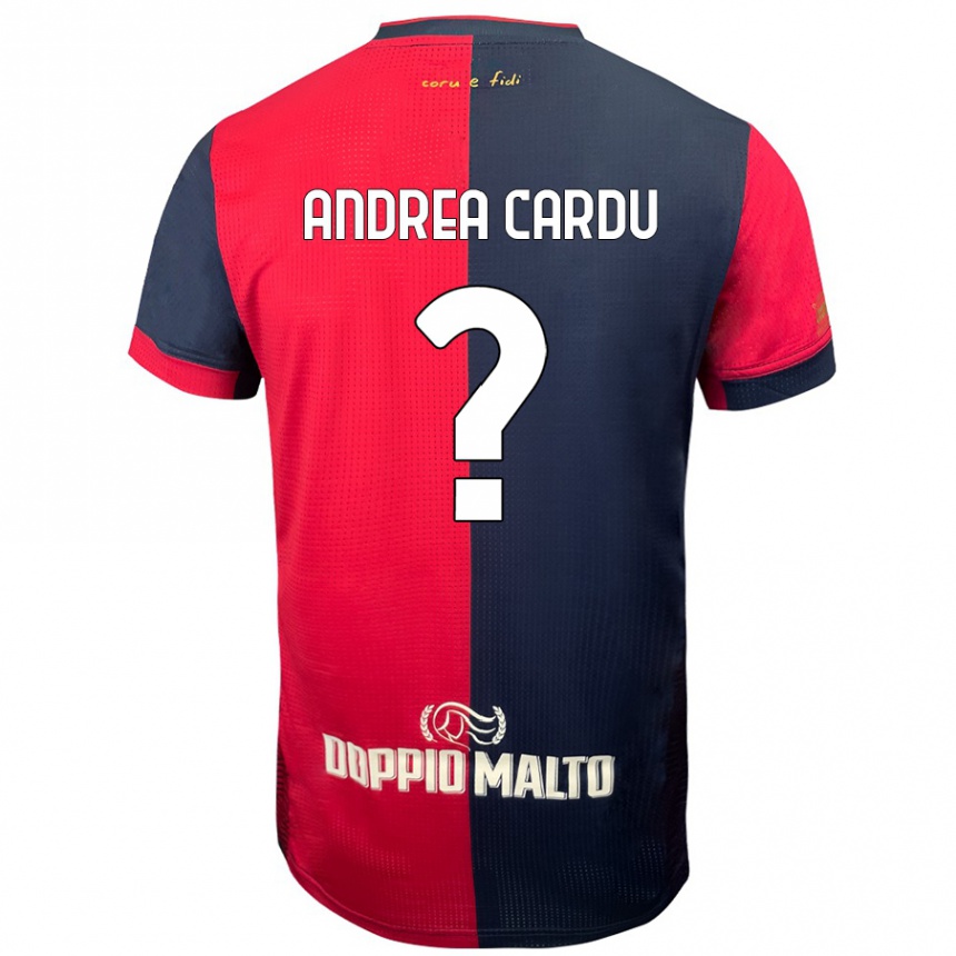 Kids Football Gian Andrea Cardu #0 Red Darker Blue Home Jersey 2024/25 T-Shirt