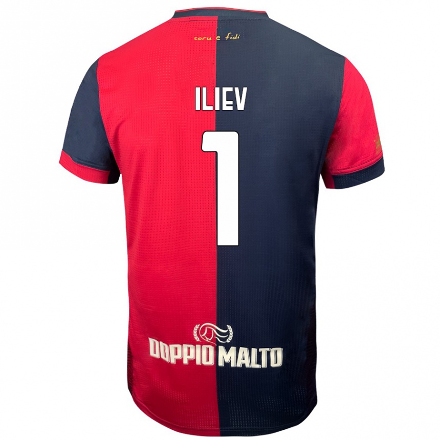 Kids Football Velizar-Iliya Iliev #1 Red Darker Blue Home Jersey 2024/25 T-Shirt