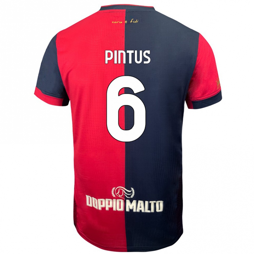 Kids Football Nicola Pintus #6 Red Darker Blue Home Jersey 2024/25 T-Shirt