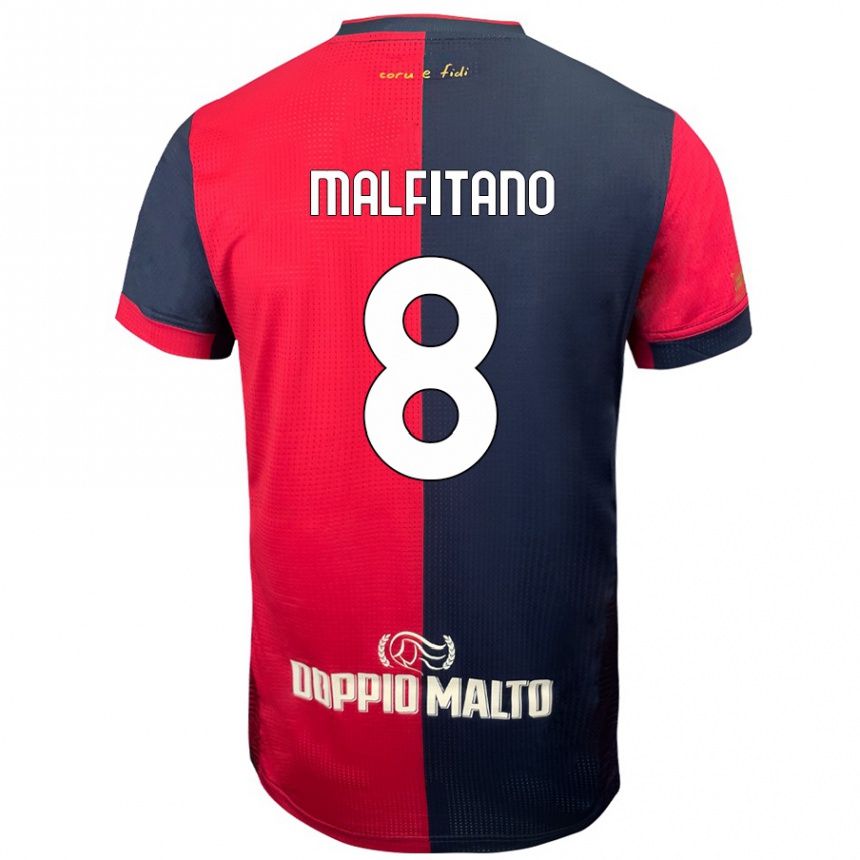 Kids Football Roberto Malfitano #8 Red Darker Blue Home Jersey 2024/25 T-Shirt