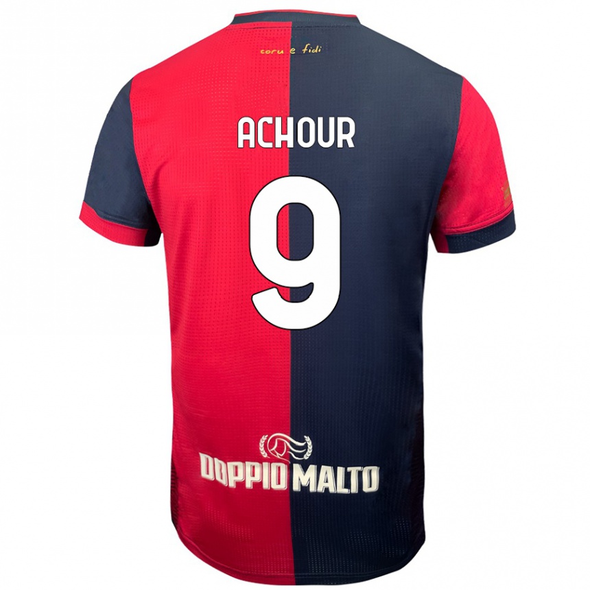 Kids Football Sofiane Achour #9 Red Darker Blue Home Jersey 2024/25 T-Shirt