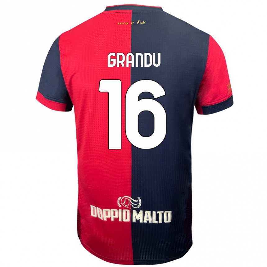 Kids Football Nicola Grandu #16 Red Darker Blue Home Jersey 2024/25 T-Shirt