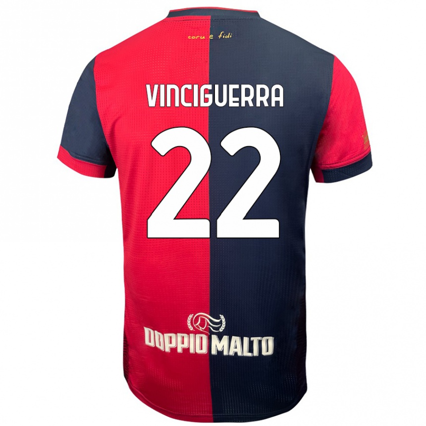 Kids Football Alessandro Vinciguerra #22 Red Darker Blue Home Jersey 2024/25 T-Shirt