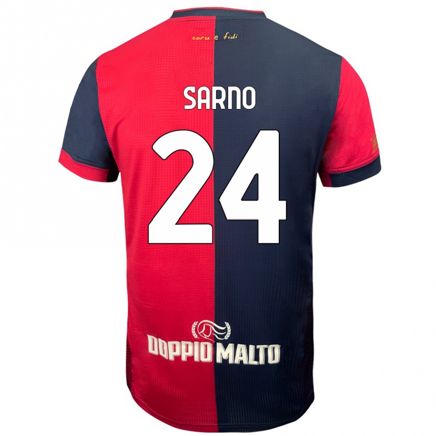 Kids Football Vincenzo Sarno #24 Red Darker Blue Home Jersey 2024/25 T-Shirt