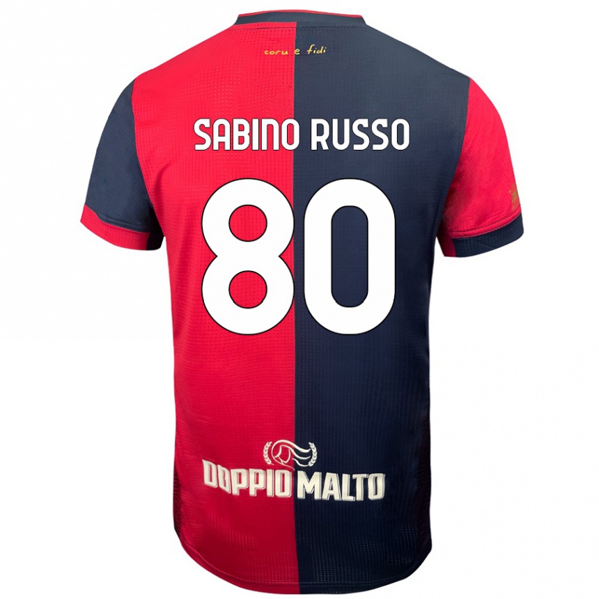 Kids Football Alessandro Sabino Russo #80 Red Darker Blue Home Jersey 2024/25 T-Shirt