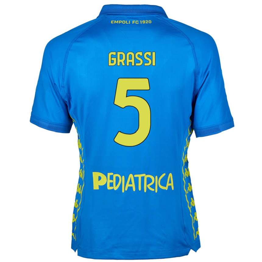 Kids Football Alberto Grassi #5 Blue Home Jersey 2024/25 T-Shirt