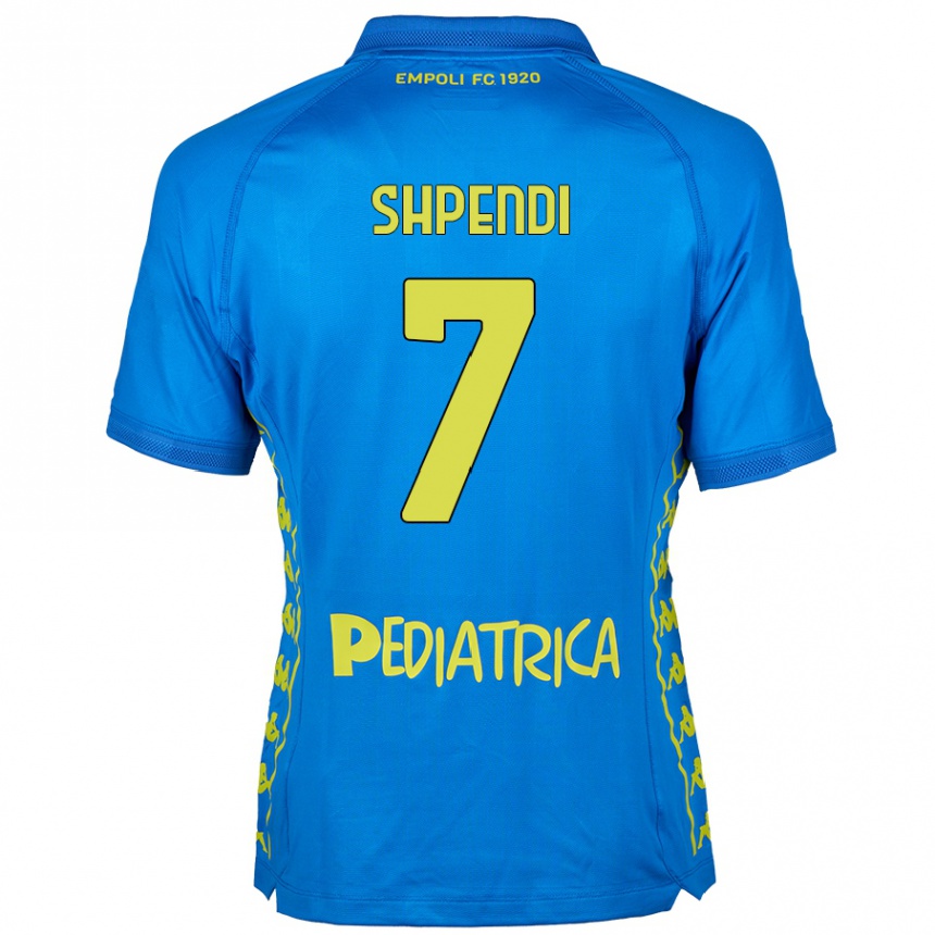 Kids Football Stiven Shpendi #7 Blue Home Jersey 2024/25 T-Shirt