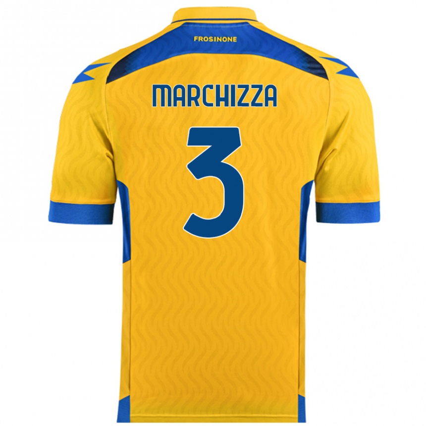 Kids Football Riccardo Marchizza #3 Yellow Home Jersey 2024/25 T-Shirt