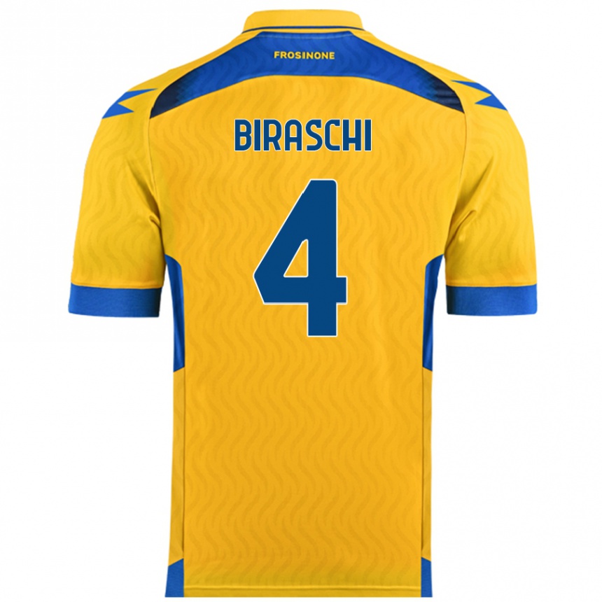 Kids Football Davide Biraschi #4 Yellow Home Jersey 2024/25 T-Shirt