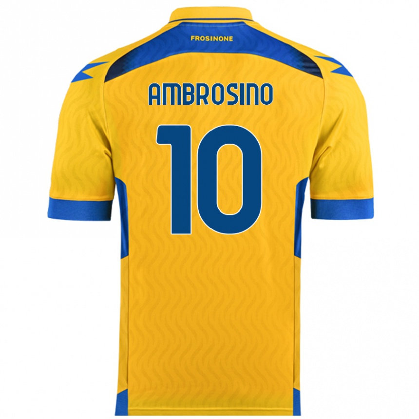 Kids Football Giuseppe Ambrosino #10 Yellow Home Jersey 2024/25 T-Shirt