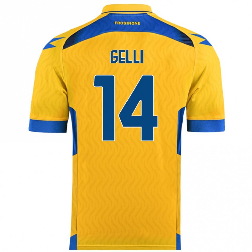 Kids Football Francesco Gelli #14 Yellow Home Jersey 2024/25 T-Shirt