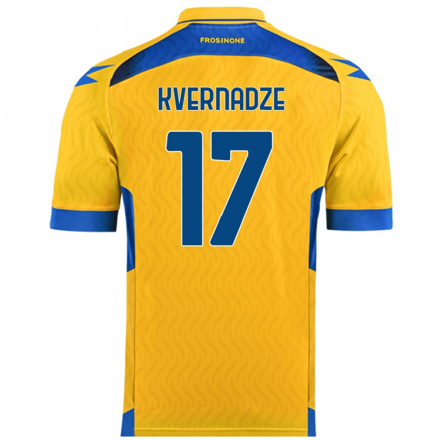 Kids Football Giorgi Kvernadze #17 Yellow Home Jersey 2024/25 T-Shirt