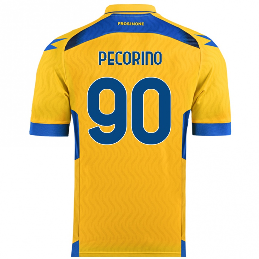 Kids Football Emanuele Pecorino #90 Yellow Home Jersey 2024/25 T-Shirt