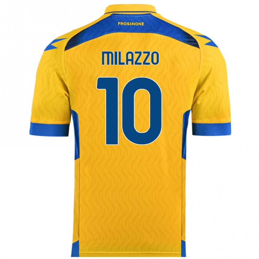 Kids Football Simone Milazzo #10 Yellow Home Jersey 2024/25 T-Shirt