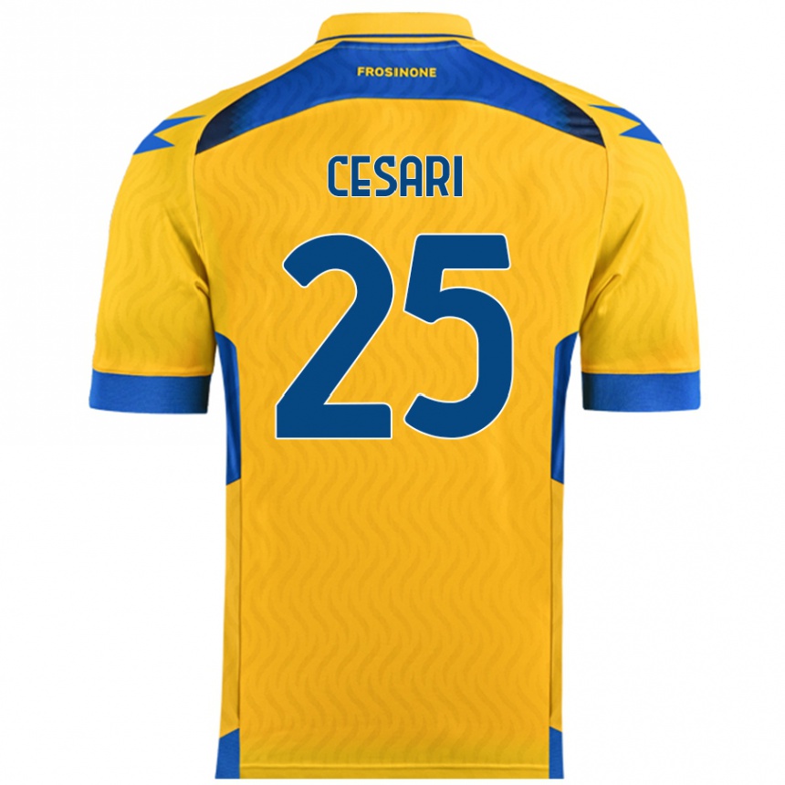 Kids Football Nicolò Cesari #25 Yellow Home Jersey 2024/25 T-Shirt