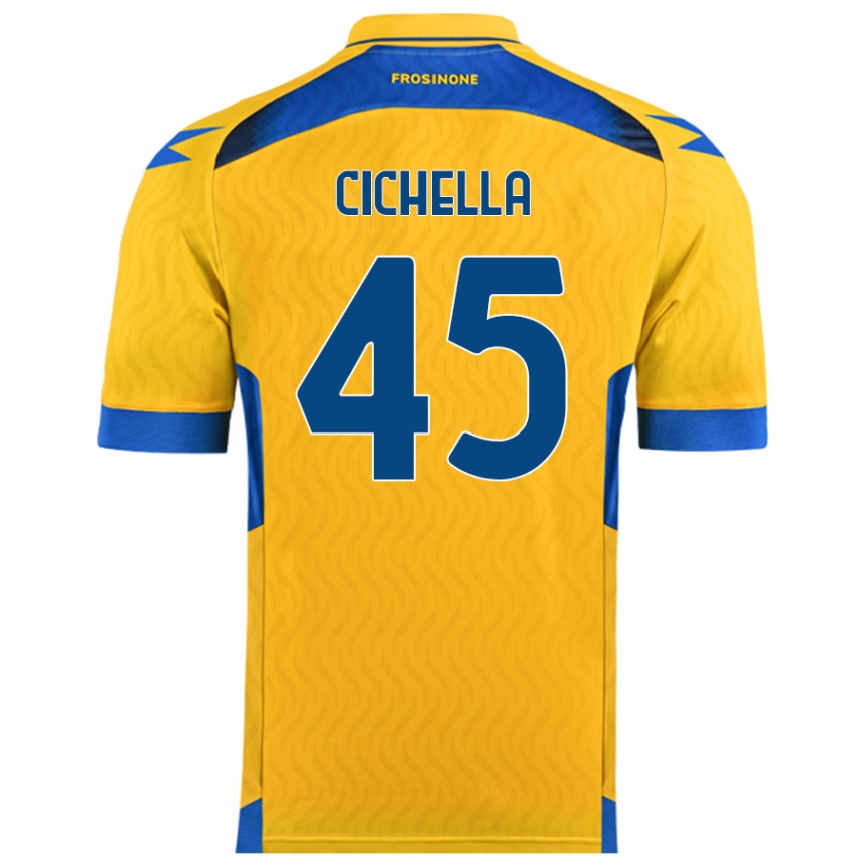 Kids Football Matteo Cichella #45 Yellow Home Jersey 2024/25 T-Shirt