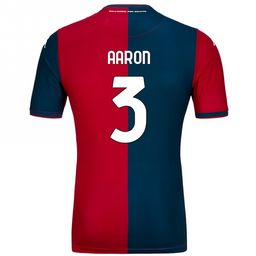 Kids Football Aarón Martín #3 Red Dark Blue Home Jersey 2024/25 T-Shirt